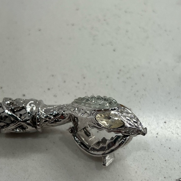 Vintage Silver Mesh Snake Necklace/Belt Crystals Eyes Head Designer 38” - Picture 8 of 10